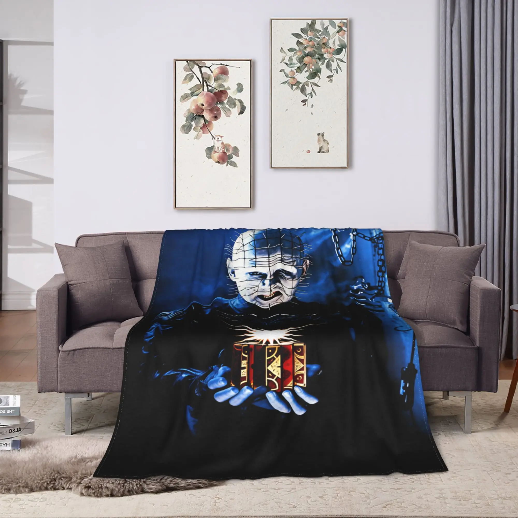 Hellraiser Horror Movie Blanket Decorative Flannel Throw Blanket For Couch Chair Sofa Bed Warm Soft Quality Bedspread Gift Idea