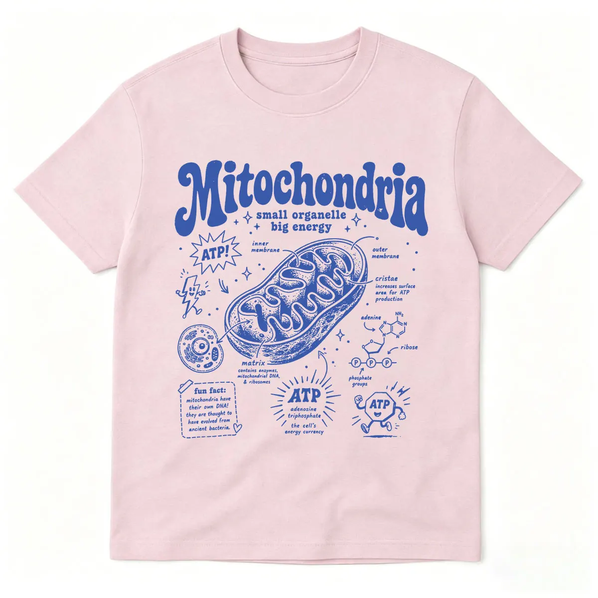 Mitochondrien Kleines Organelle-Großenergie-T-Shirt ATP Wissenschafts-T-Shirt Zellbiologie-Shirt Geschenk für Biologieliebhaber T-Shirts für Männer und Frauen – Detail 4
