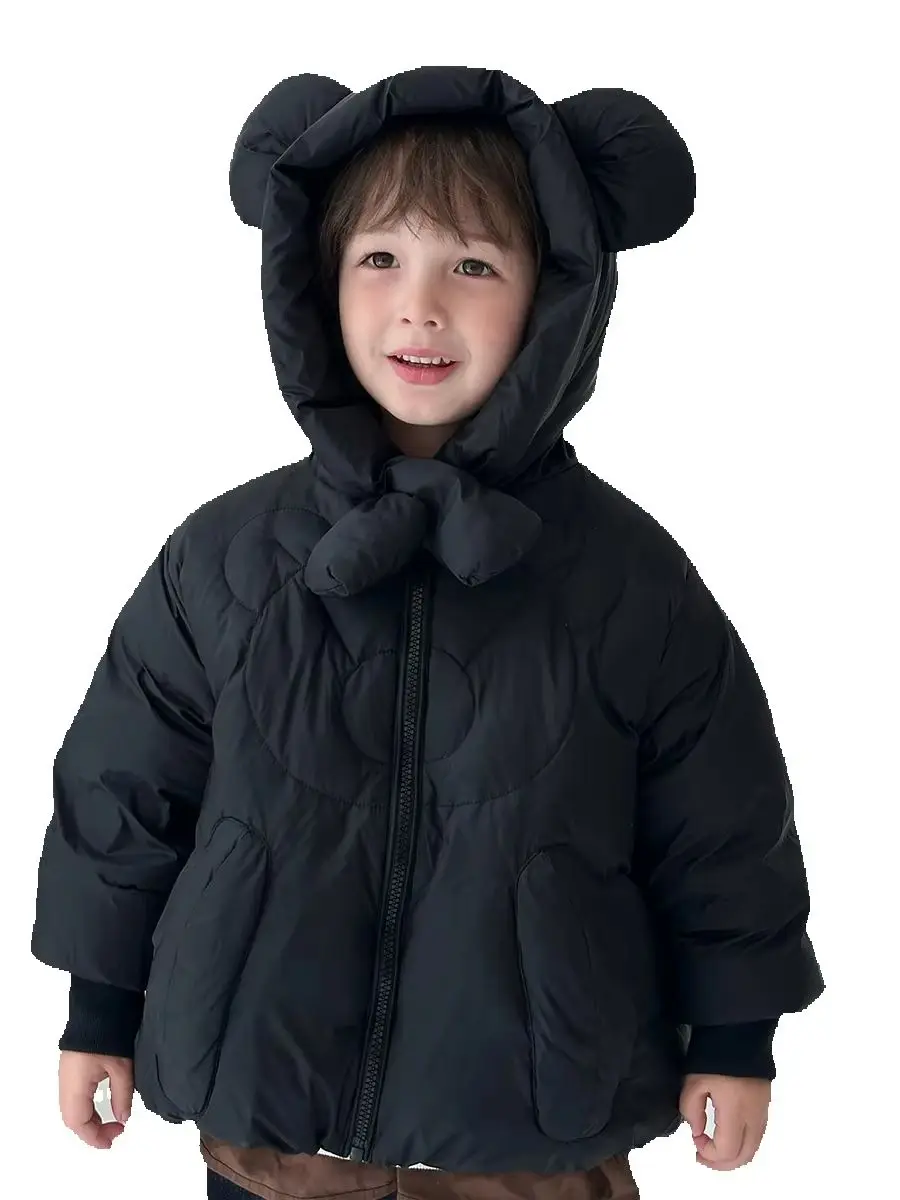 Toddler Kids Winter Bear Ear Hooded Puffer Coat Thick Warm Quilted Jacket Windproof Casual Outdoor Outerwear for Boys Girls 2-6Y
