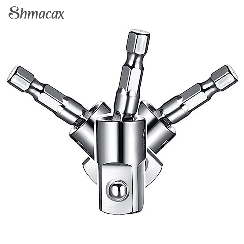 Drill Bit Extension Set With Right Angle Drill Adaptor 360° Rotatable Joint Socket 1/4 3/8 1/2 In Hex Socket Adapter Sets