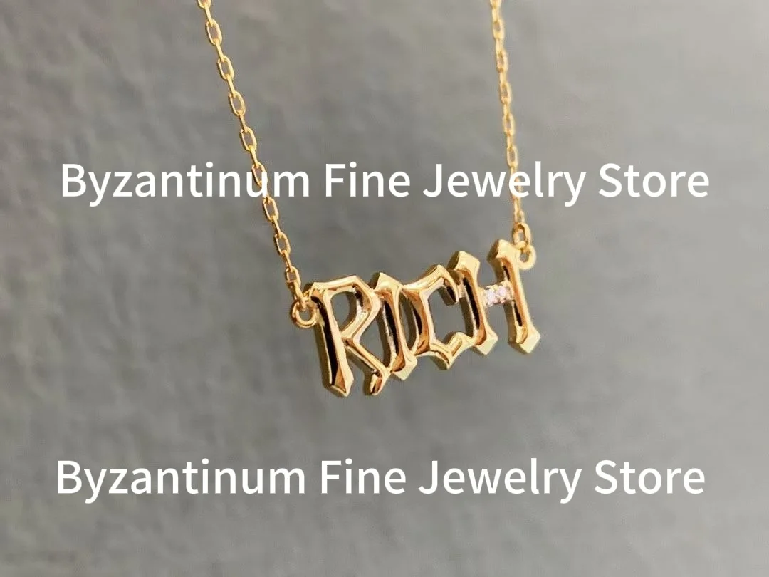 

Wholesale 20/50pcs Stainless Steel Unisex Engraved Rich Letter Pendant Necklace Waterproof Inital Lucky Jewelry For Women Men