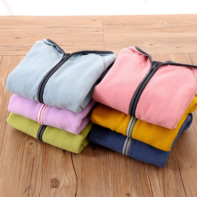 

Children's Double Layer Fleece Coat Autumn and Winter Hooded Baby Long Sleeved Top for Boy And Girls' Zippered Sweater Wholesale
