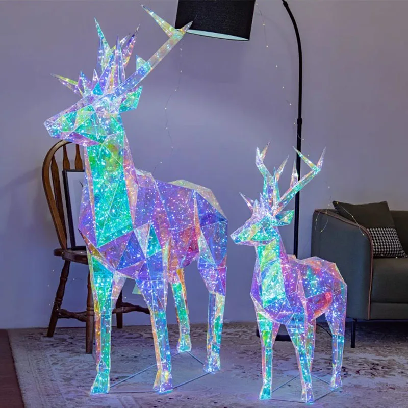 Christmas Symphony Elk Laser Funky Shopping Mall Hotel Window Ornament Beautiful Scene Lighting Prop Decoration Home Decorations