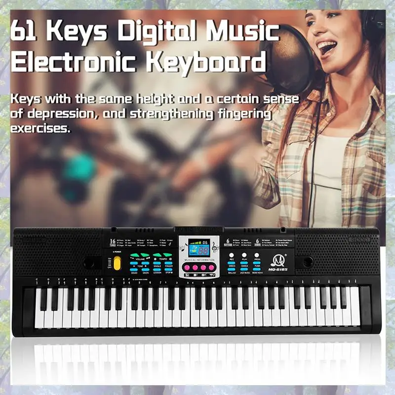 

2X MQ 61 Keys Electronic Piano Digital Music Electronic Keyboard Musical Instrument Gift With Microphone