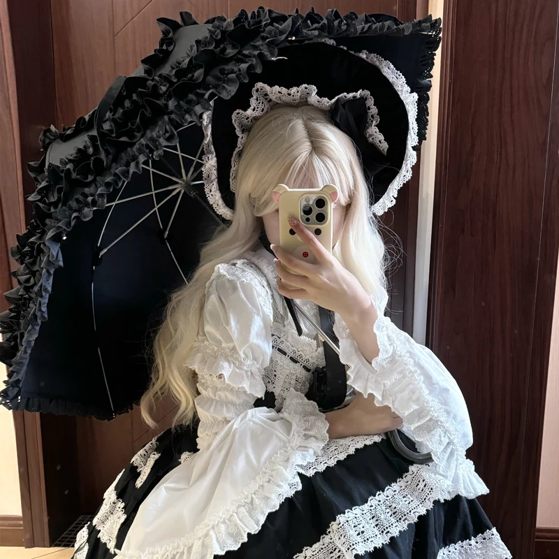 2025년 신상 일본 로리타 꽃무늬 결혼식 소녀 감성 공주 우산 라이트 댄스 레이스 고딕 로리타 써니 우산