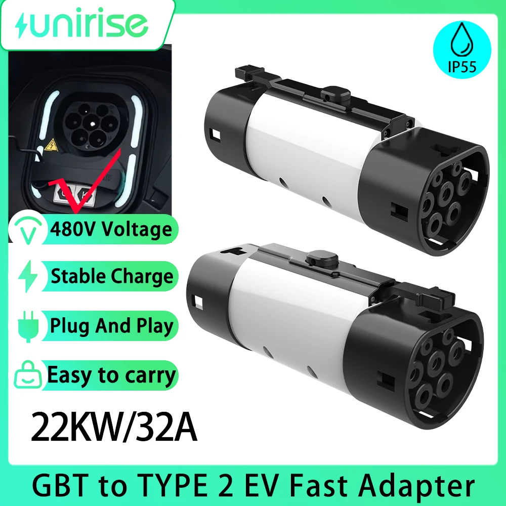

Переходник для быстрой зарядки GBT в Type2 22 кВт с пряжкой предохранительного замка для зарядной станции GB/T в адаптер зарядного устройства Type2 Ev