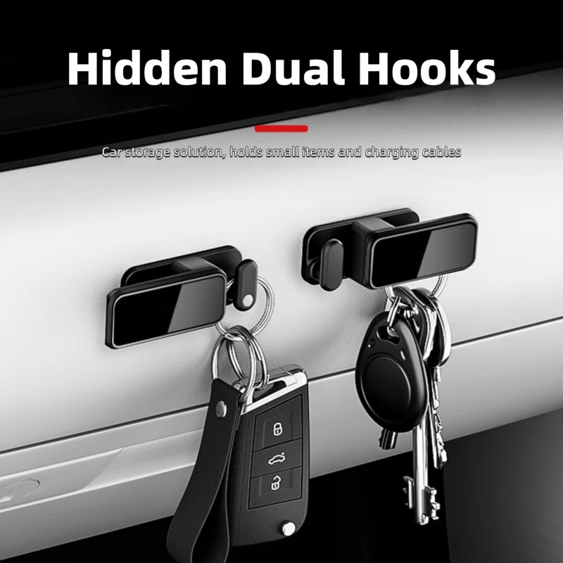 Universal Self‑Adhesive Car Mini Hidden Hook Multifunctional Dual‑Hook Wall‑Mount Hanger sticker Auto Interior Storage Accessory