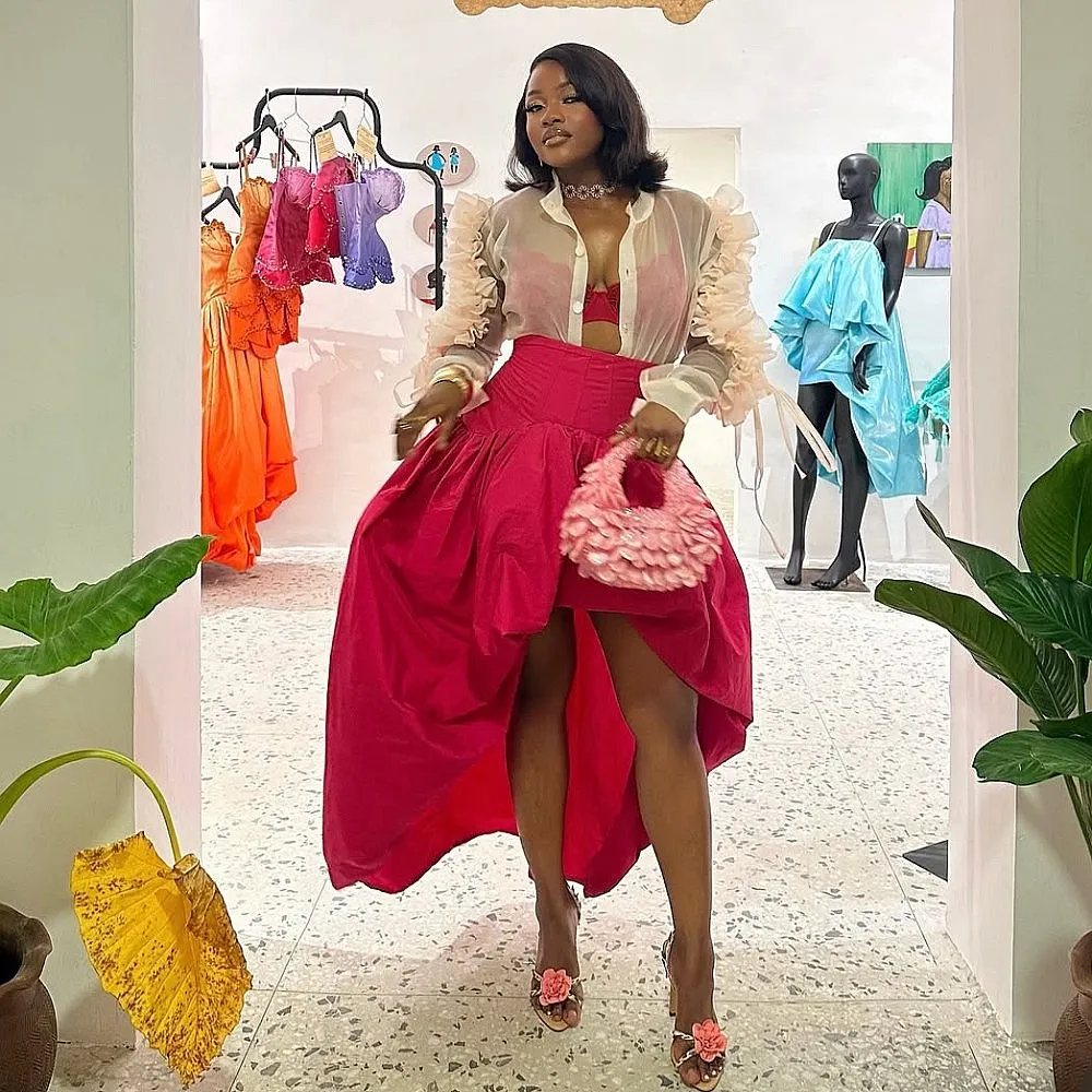 

Женская модная высокая низкая юбка на день рождения 2026, милые свадебные юбки с нерегулярными оборками без верха, макси-юбка на заказ