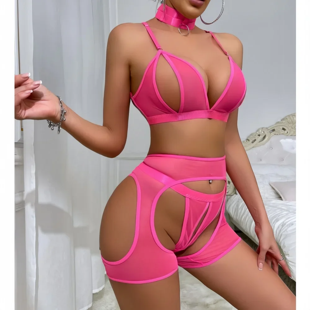 Krasapt جنسي ساخن الجبهة مفتوحة الصدر الملابس الداخلية 4 قطعة مجموعات Sexi شبكة الجوف خارج انظر من خلال الدعاوى المثيرة الحسية إغراء Onlyfans أطقم