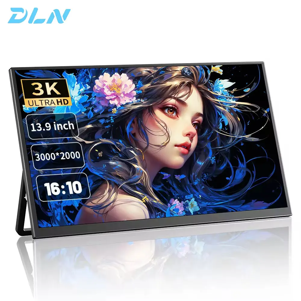 

DLN 13.9 inch Portable Monitor 3K 2000P 70.8% sRGB 60Hz Laptop Screen Extender Stand Type Monitor For Wins & Mac, Gaming