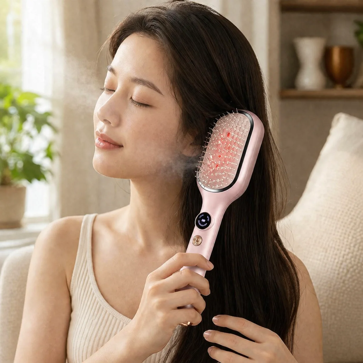 Electric Red Light Air Cushion Massage Comb for Scalp Care with Oil Spray Rechargeable Type C 3 Modes Brush Hair care massage