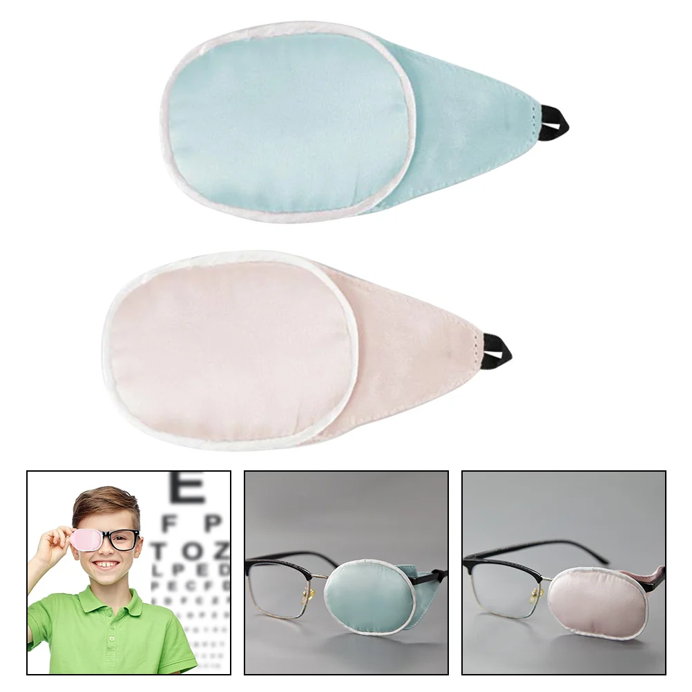 2 Pcs Blindfold Glasses Cover Cloth Child Kids Eye Patches Single Silk Amblyopia Lazy