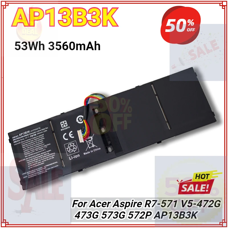 

AP13B3K Laptop Battery for Acer Aspire V5 R7 V5-572G V5-573G V5-552G V5-472G V5-473G M5-583P V5-572P R7-571 AP13B8K Bateria
