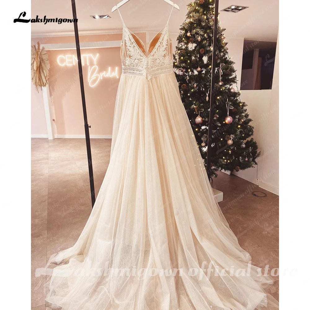 Lakshmigown bretelles Spaghetti Champagne Boho robe de mariée pour les femmes robe civile mariée robes de mariée personnalisées suknie slubne