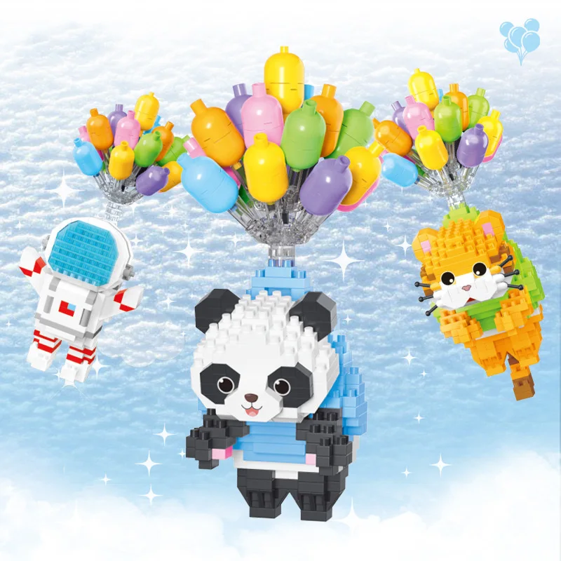 

Creative Panda Cat Astronaut Micro Diamond Block Romantic Balloon Animal Nanobrick Building Brick Assemble Toy Dust Cover