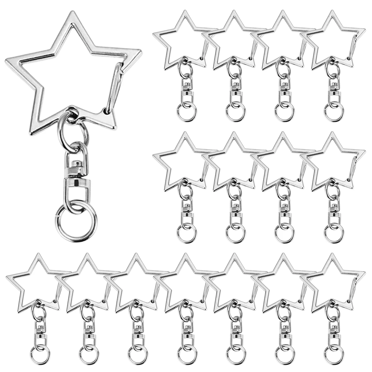 5/15/25/50 Sets Stervormige Snap Sleutelhanger Karabijnsluiting met Hangende Gesp Ringetje voor DIY Ambachten Sieraden Accessoire Cadeau
