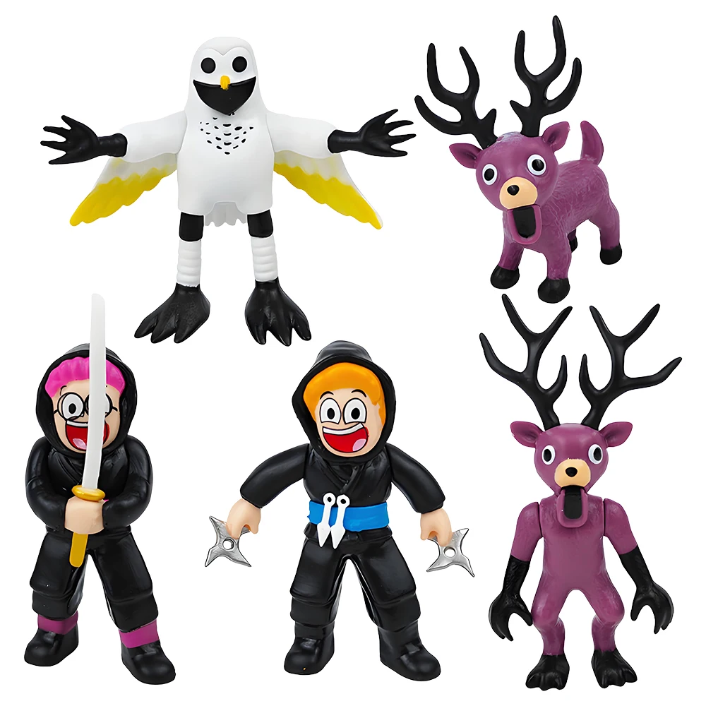 99 Night in Forest 5-Piece Action Figure Set Ninjaes & Mythical Creature Toys Interactive Imaginative Play Gift for Kids & Colle