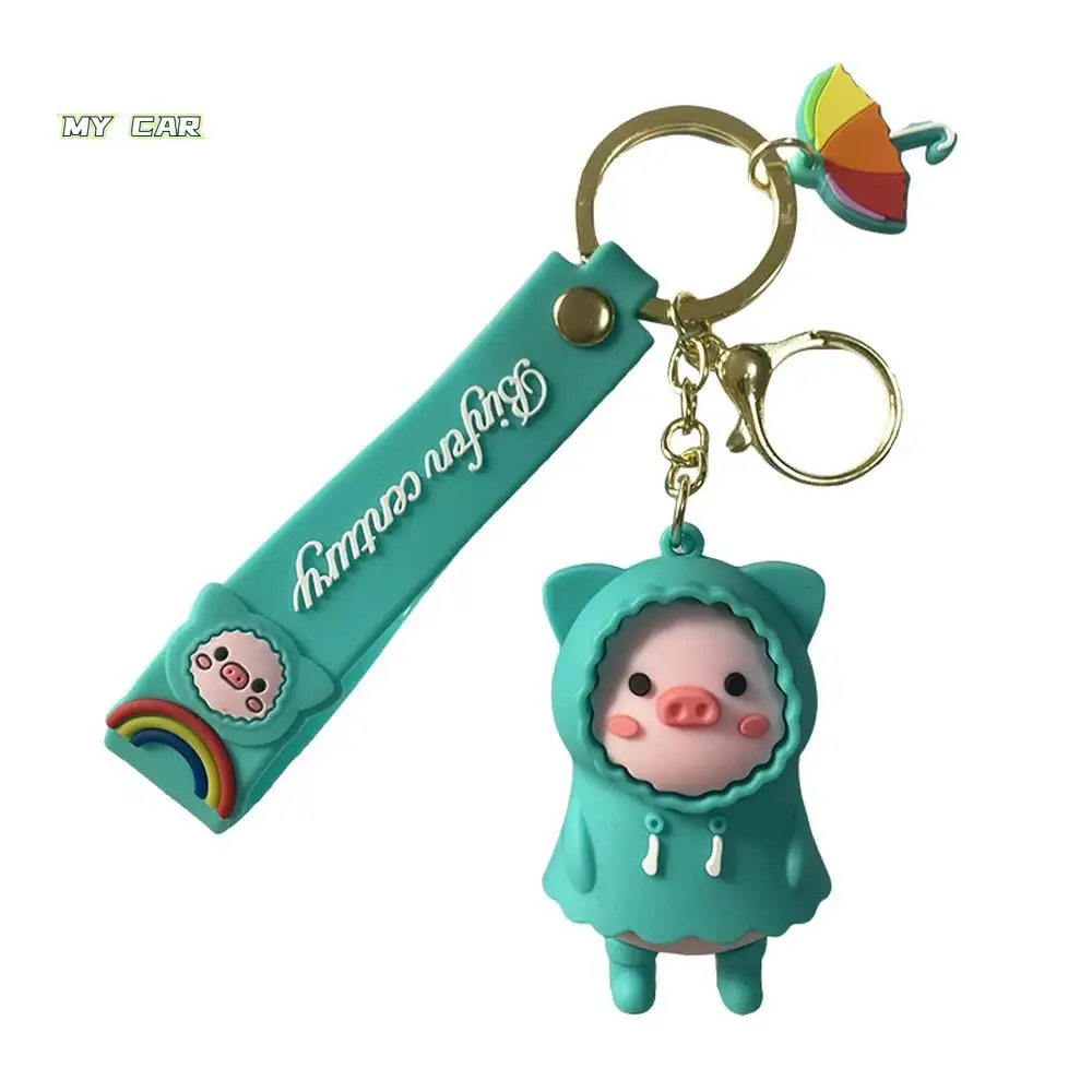 

Gifts For Women Lovely Keyring Jewelry Raincoat Car Ornaments Pig Car Pendant Bag Charm Key Rings Pig Keychain