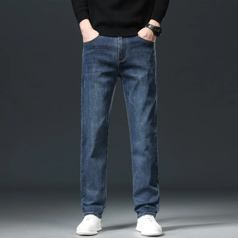 جينز رجالي 2026 ربيع جديد فضفاض كلاسيكي مستقيم السراويل عادية مريحة الأعمال العلامة التجارية خمر سراويل جينز #4