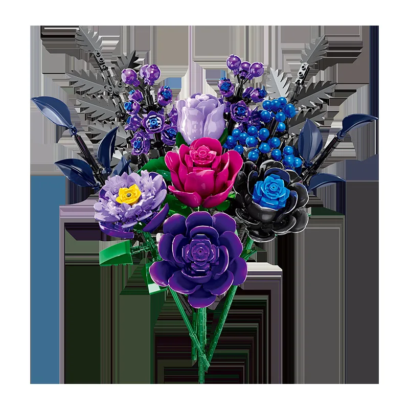 Ramo de rosas romántico para niñas y mujeres, bloques de construcción, decoración creativa de plantas, juguetes para montar, regalos, novedad de 2026