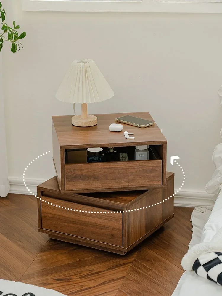 

Nightstands Luxury Rotary Bedside Table Modern Living Room Sofa Side Table Storage Cabinet Bedroom Bedside Table Home Furniture