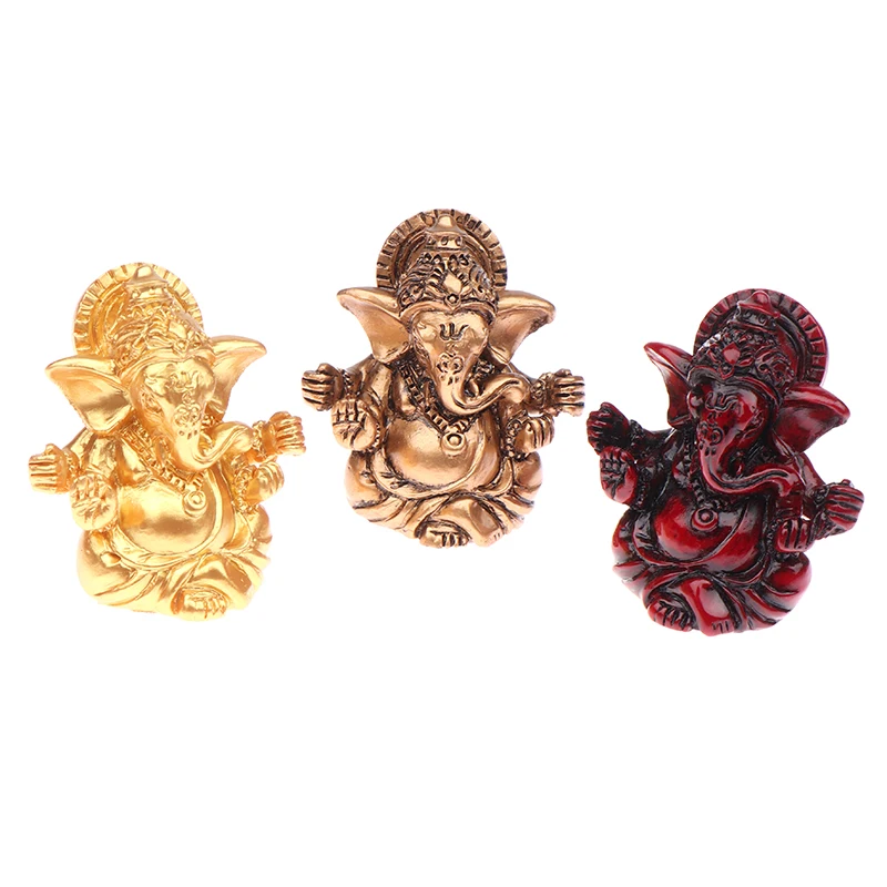 Gold Lord Ganesha Buddha Statue Elephant God Sculptures Ganesh Figurines Man-made Stone Home Garden Buddha Decoration Statues