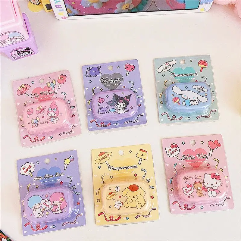 

Sanrio Kawaii Anime Kuromi Beauty Lenses Companion Box Girl Heart Cute Cartoon Pompompurin Hello Kitty Storage Box Toys for Girl