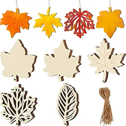 10/20pcs Maple Leaves Wooden Ornaments Harvest Festival Style DIY Carving Hollow Crafts Autumn Home Decorations Handmade