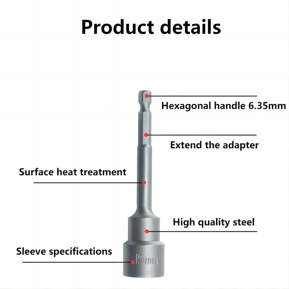 Magnetic Impact Nut Screwdrive Socket Set Metric Grade Nut  Driver Drill Bit Set 6.35mm Hex Shank 100mm Drill Bits Adapter Tools