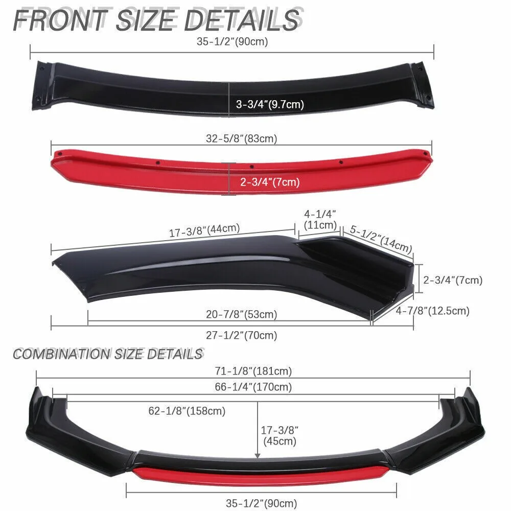 Front Bumper Lip Splitter Spoiler Strut Rod Body Kit For Toyota Camry SE XSE  United States