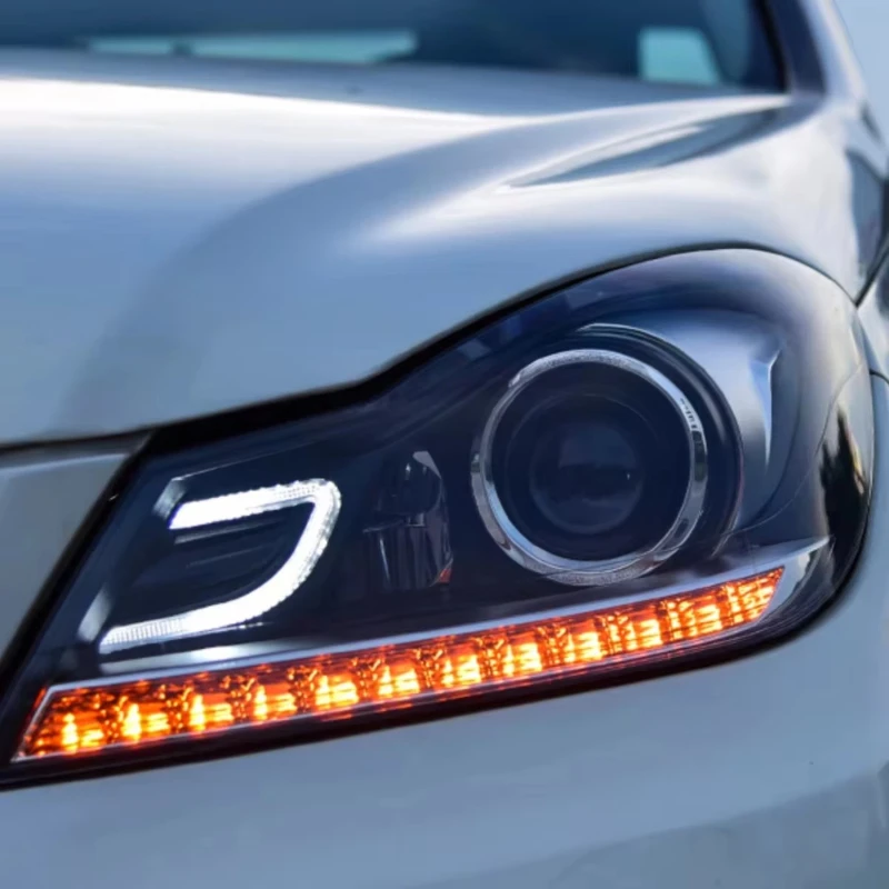 

C-Class W204 11-14 Light Emitting Diode Headlight Assembly Low Profile Modified High Profile Daytime Running Lights 12v New