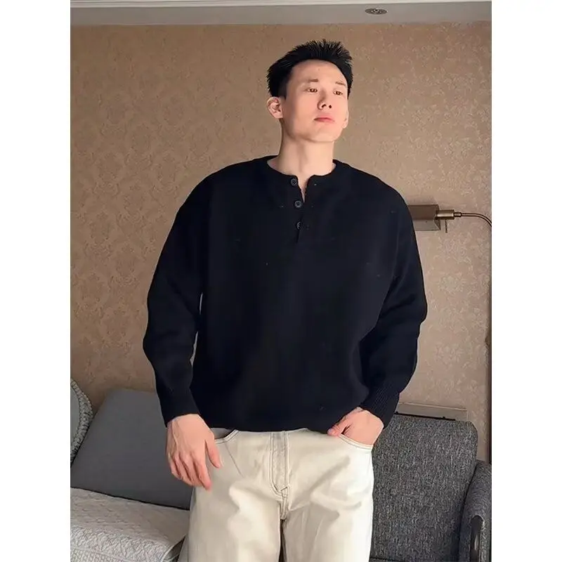 

Soft Cozy Button-Up Knitted Sweater Men's Women's Autumn Faion Lazy Sle Vintage Japanese Sle Pullover Knittedwear