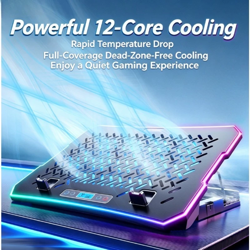 A12 Laptop Cooling Pad Metal Panel Silent Cooling Fan Stand Multi‑use Bracket For Notebook Phone Heat Dissipation