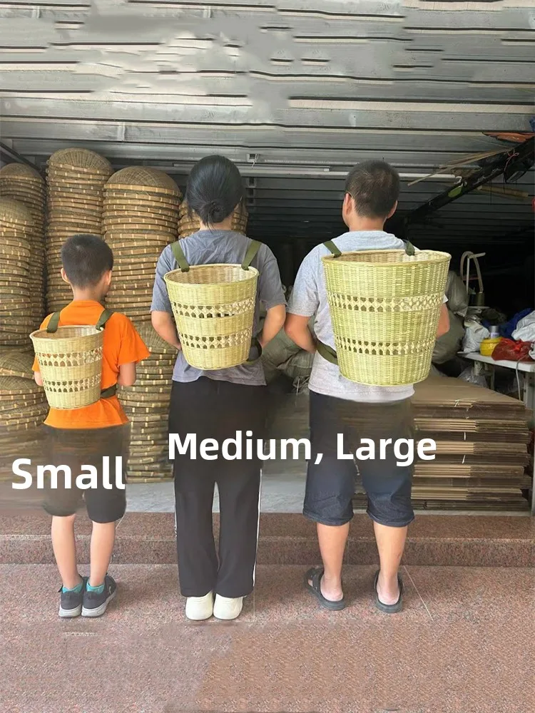 Cesta de bambú hueca tallada, accesorios de actuación de baile para niños, cesta de almacenamiento de fotos étnicas Sle, portador de verduras