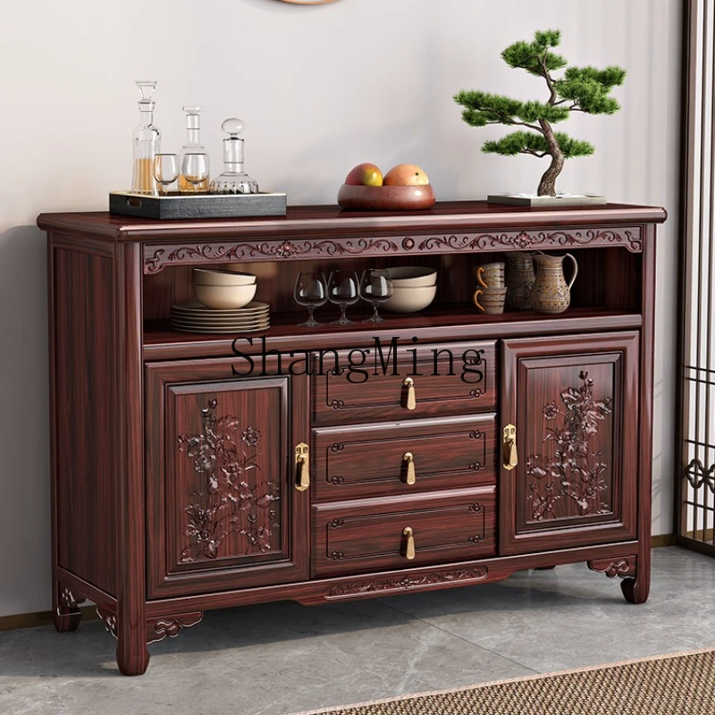 SM Wall Mounted Storage Cabinet for Home New Chinese Solid Wood Side Panel Living Room Pantry Storage Room