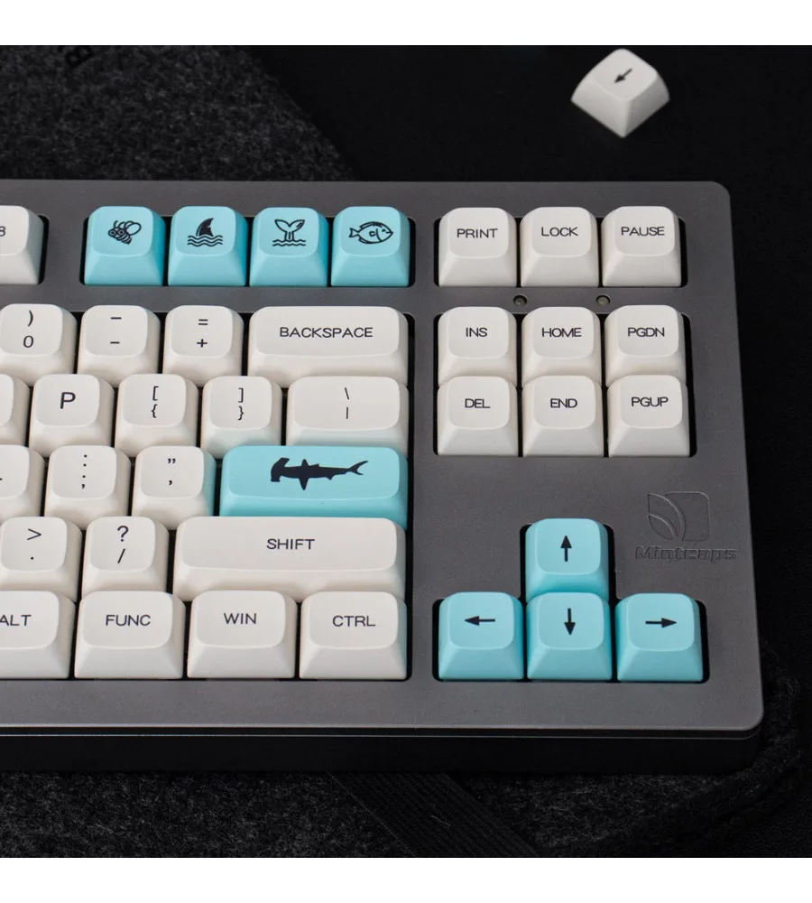 Sea salt keycap Japanese blue and white personality PBT sublimation 135 key XDA height mechanical keyboard 64/87/960