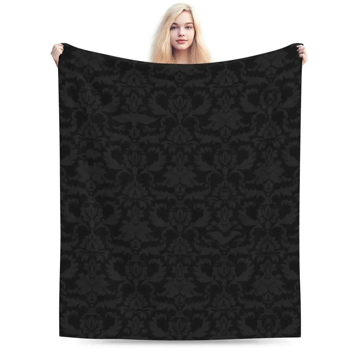 Victorian Gothic Pattern (Black) Blankets Soft Warm Flannel Throw Blanket Plush for Bed Living room Picnic Travel Home Sofa