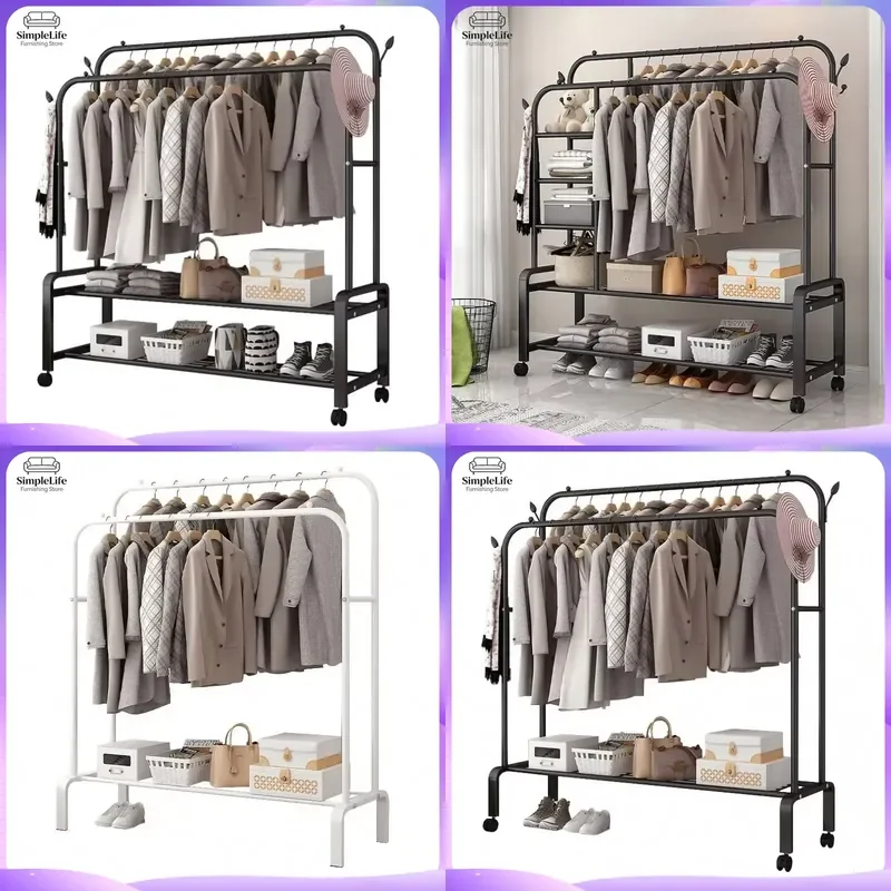 Gold Floor to Ceiling Coat Rack Luxury Metal Tree Shaped Hanger with Wheels Removable Living Room Home Storage Organizer