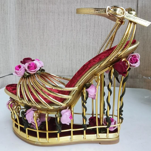 Dolce and gabbana floral cage heels outlet