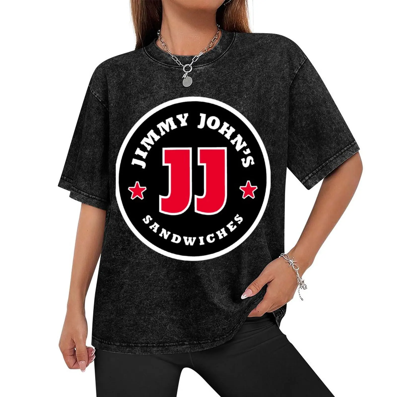 Jimmy John's Sandwiches restaurant logo T-Shirt animal prinfor boys summer top Short sleeve tee luxury clothes men