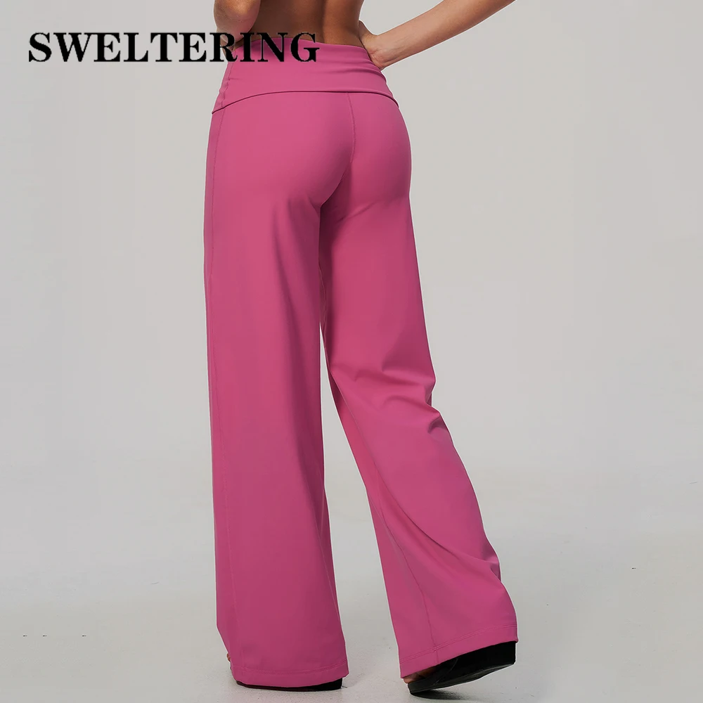 High Waist Yoga Pants Women's Fold Over Fitness Sports Flared Pants Gym Workout Jogging Wide Leg Pants Dance Sports Flared Pants