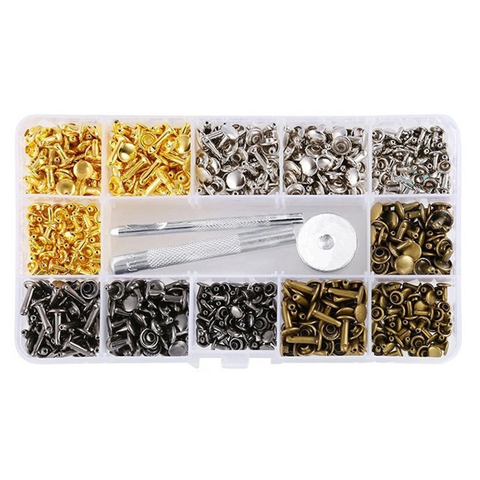 360PCS Leather Rivet Tool Kit Iron Double-sided Rivet Metal Cap For DIY Leather Clothing Shoes Punk Crafts Accessories