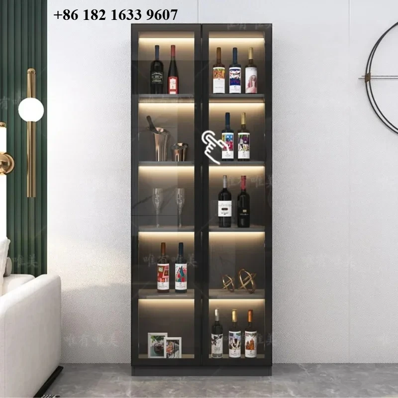 

Glass High Wine Cabinets Wall Corner Living Room Storage Racks Display Estante Vinos European Wine Cabinets Furniture QF50JG