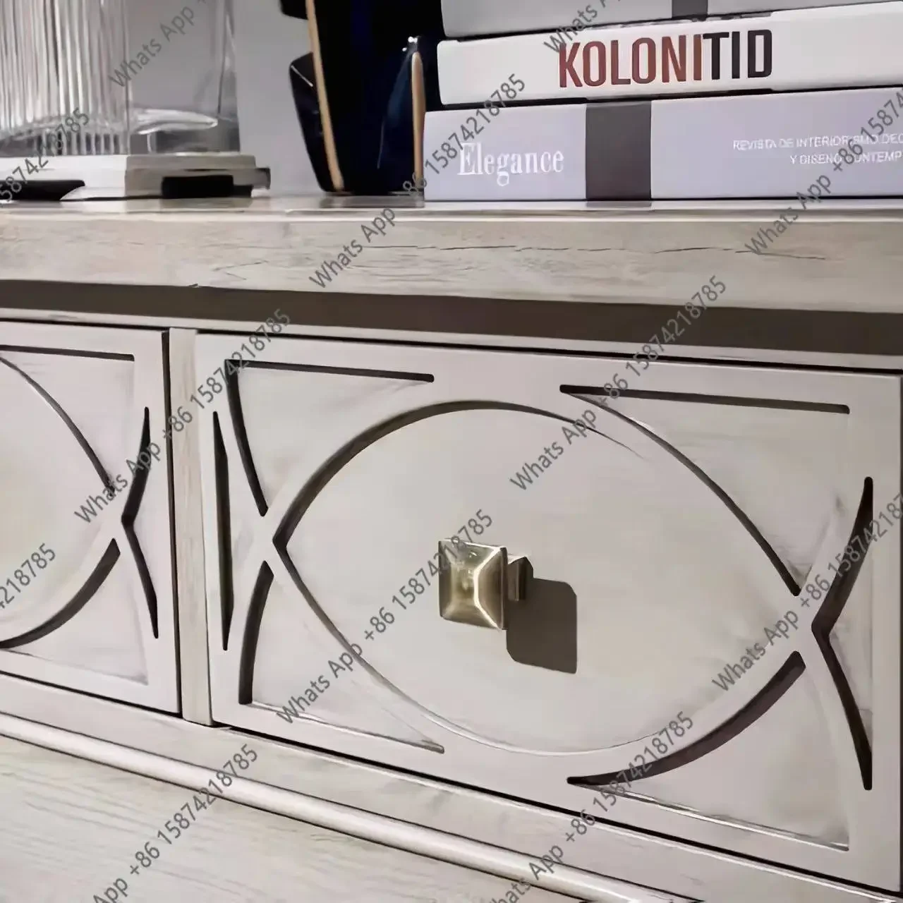 American Simple Solid Wood Nine-bucket Entrance Cabinet Can Be Customized Into The Home Storage Cabinet Storage Side Cabinet X