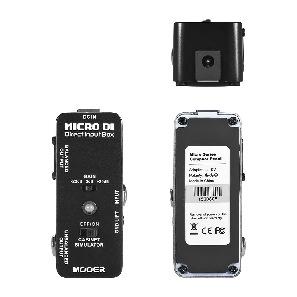 MOOER ตัวจำลองตู้ Micro Di กล่องอินพุตโดยตรงแป้นเหยียบทำจากโลหะทั้งตัวกีตาร์อุปกรณ์