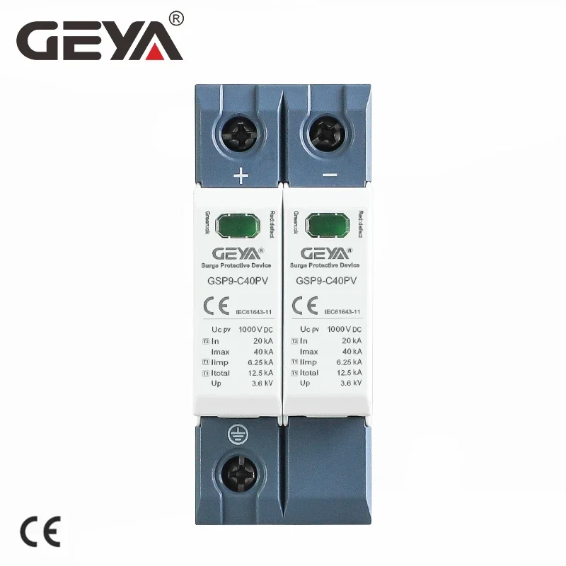 GEYA GSP9 2P SPD DC 600V 1000V 20KA~40KA House Surge Protector Protective Low-voltage Arrester Device