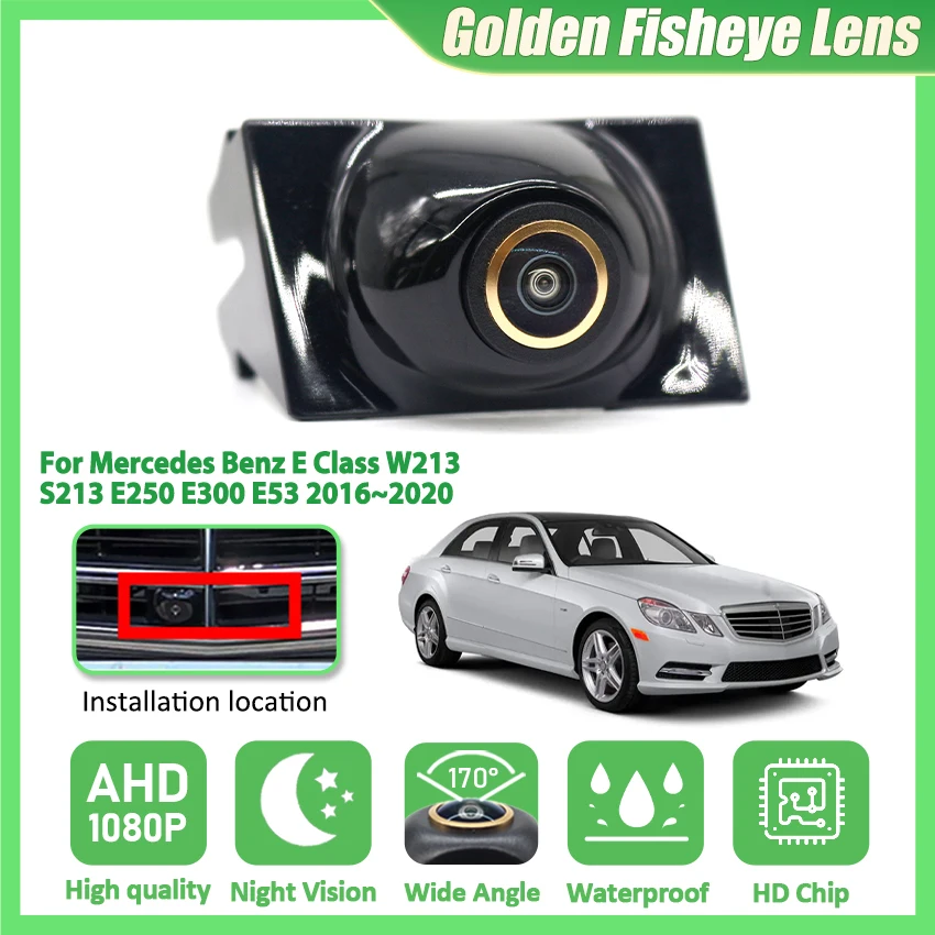 170 ° كاميرا أمامية للسيارة AHD 1080P لسيارة Mercedes Benz E Class W213 S213 E250 E300 E53 2016 ~ 2020 كاميرا عرض أمامية بشعار السيارة #4