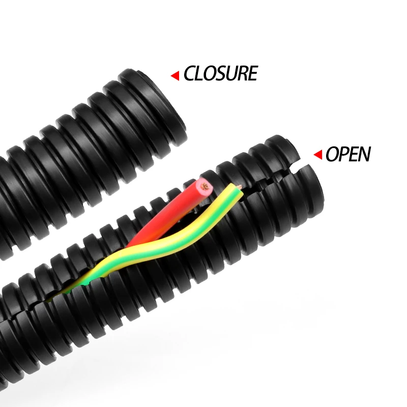 1~10m PP Insulated Corrugated Tube Black AD 7.5/10/11.6/13/28.5/34.5mm for Wire Cable Harness Threading Protection Sleeving