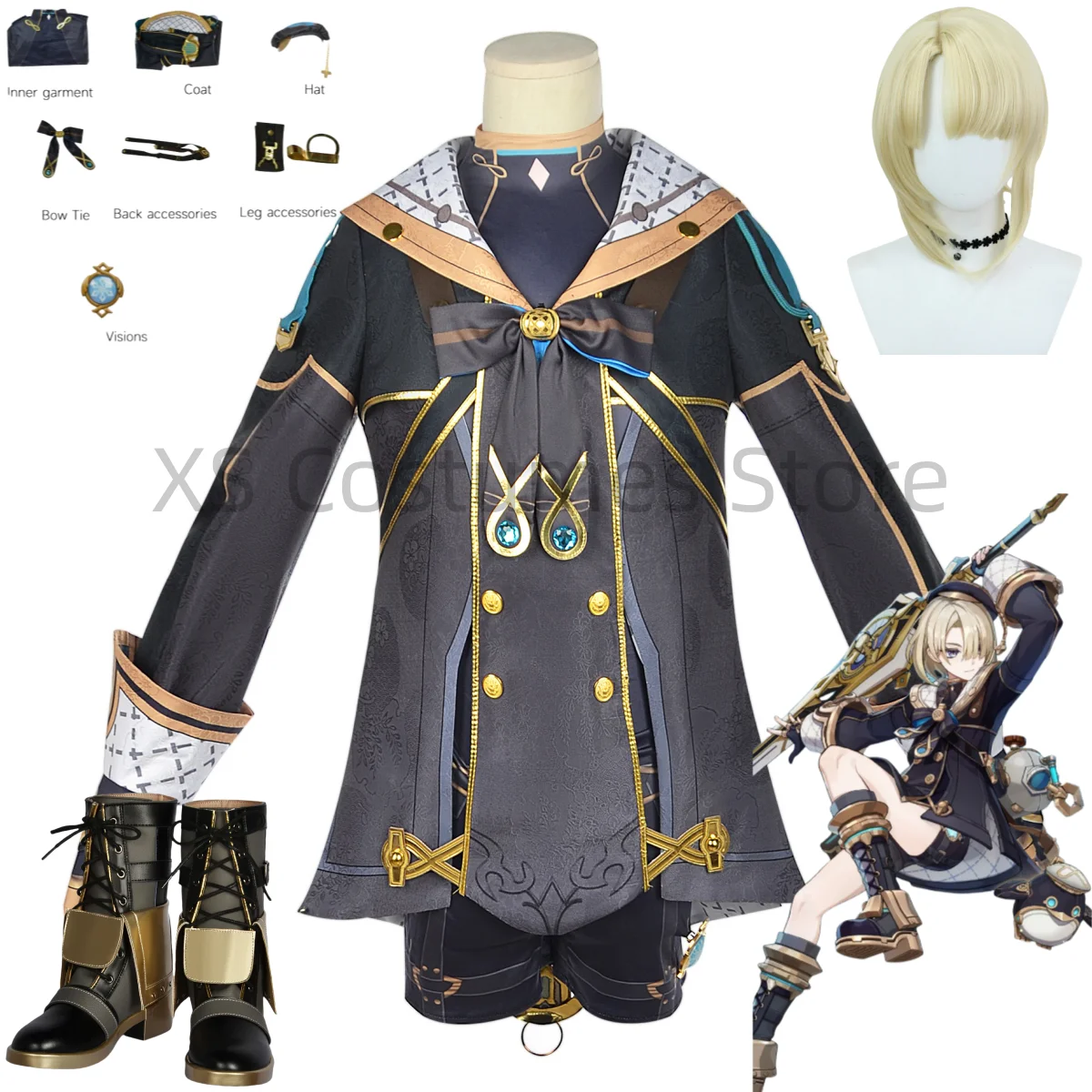 

Anime Freminet Cosplay Costumes Wig Accessories Shoes Upscale Uniform Set