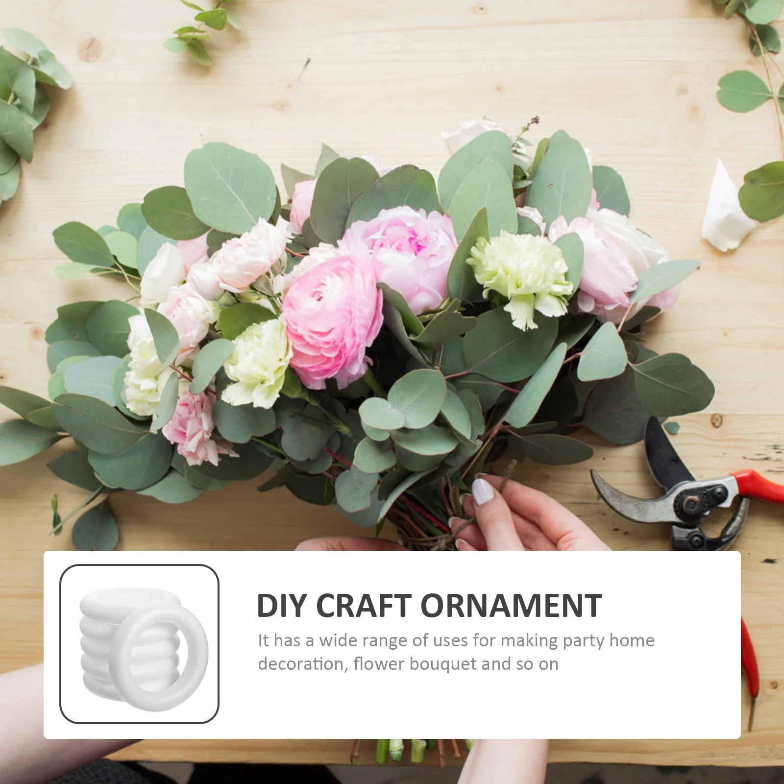

6pcs Foam Wreath Craft Rings White Diy Round For Party Decorations Flower Arranging Handmade Garlands Diy Foams Round Rings